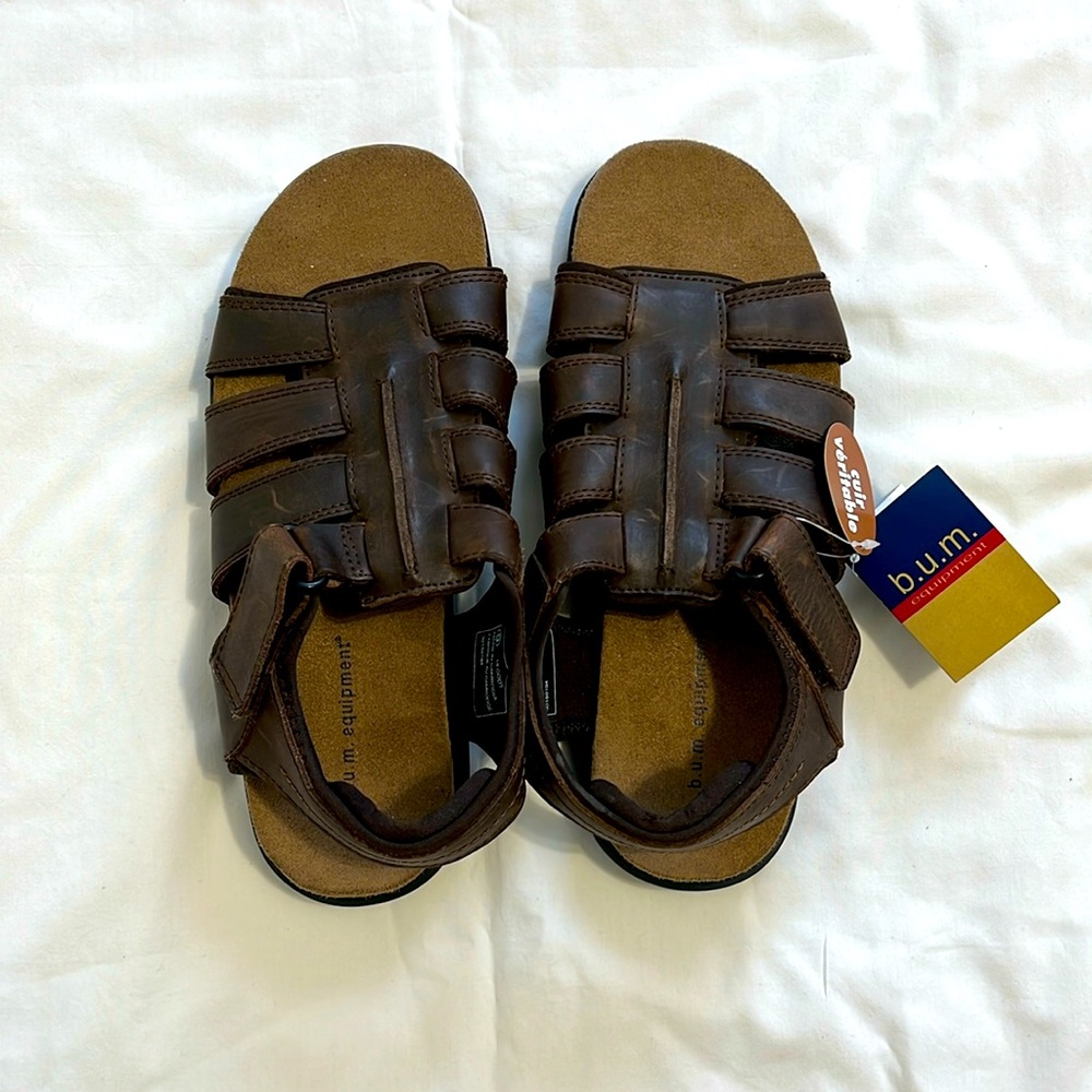 men's sandals size 9 Crazy Horse lather straps rubber outer sole